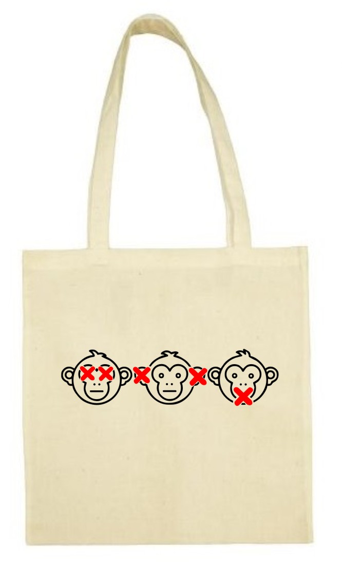 Trzy Mądre Małpy, torba bawełniana, eko, shopper - obrazek 2