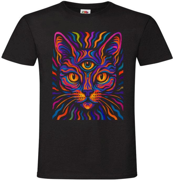 Koszulka Psychodeliczny Kot, 3 oko, Czakra, Halucynogenna , T-shirt