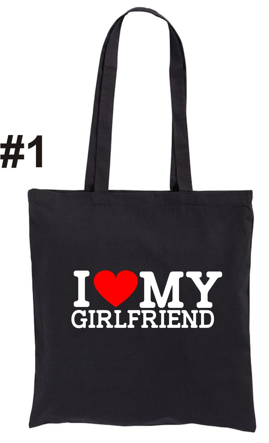 I Love my Girlfriend Boyfriend, walentynki, Torba bawełniana eko shopper - obrazek 2