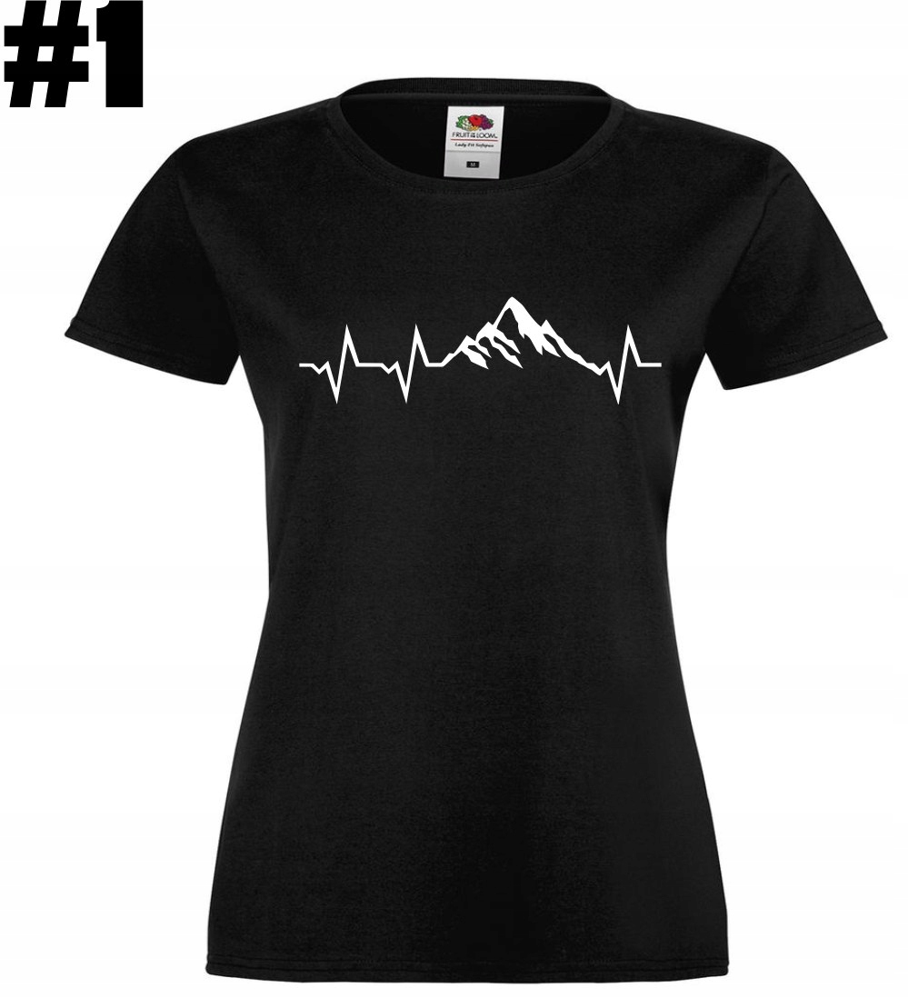 Góry, linia życia, ekg, serce Koszulka, T-shirt - obrazek 2
