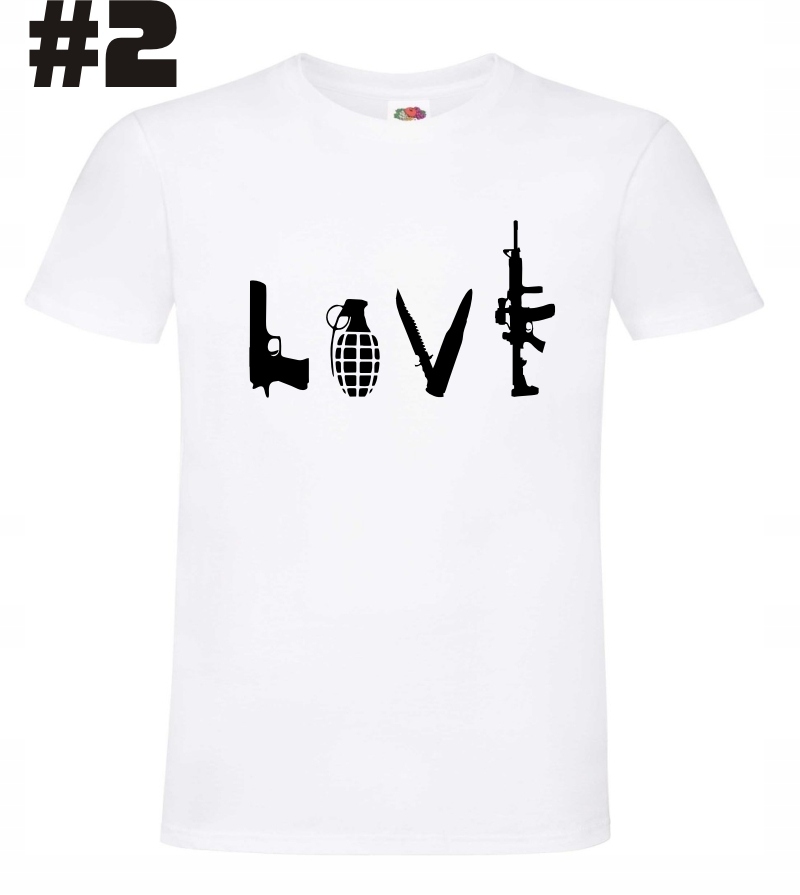 love Weapons Kocham Broń Militaria koszulka - obrazek 2