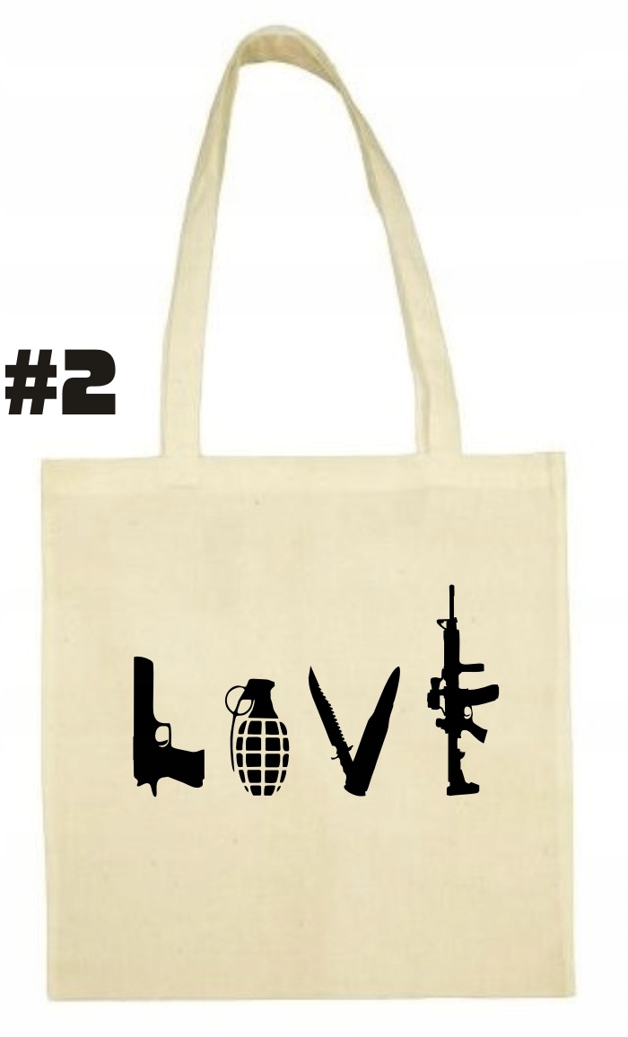 love Weapons Kocham Broń Torba Ekologiczna - obrazek 2