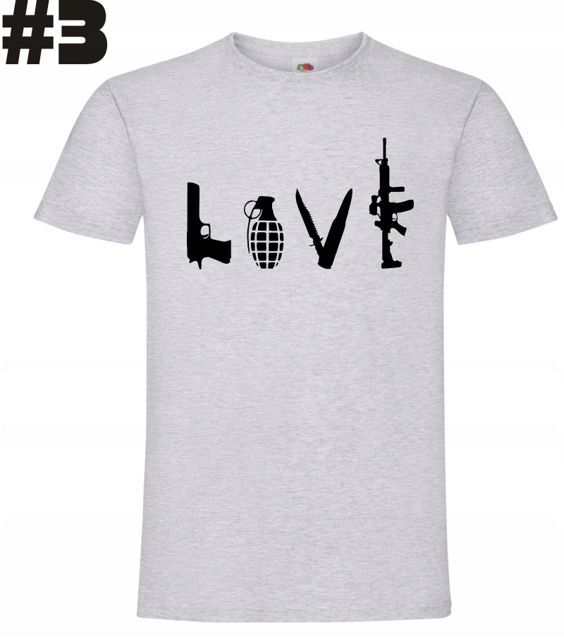 love Weapons Kocham Broń Militaria koszulka - obrazek 3