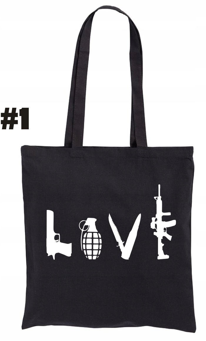 love Weapons Kocham Broń Torba Ekologiczna - obrazek 3