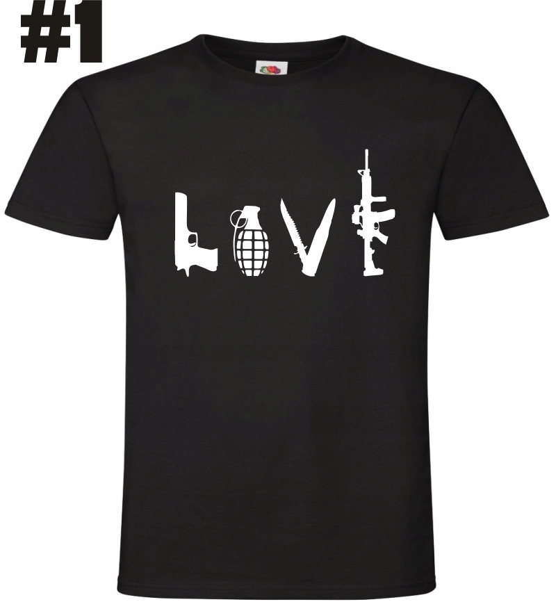 love Weapons Kocham Broń Militaria koszulka - obrazek 6