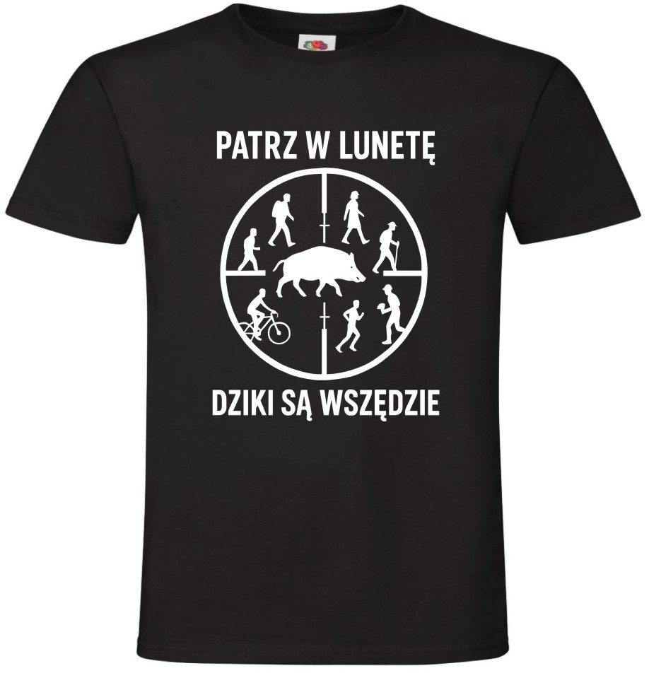 Dziki Są Wszędzie, Polowanie, Myśliwy, Dzik, Las, Koszulka, T-shirt - obrazek 3