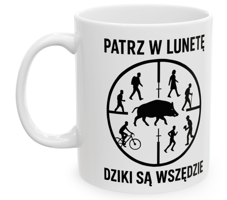 Dziki Są Wszędzie, Polowanie, Myśliwy, Dzik, Las, kubek