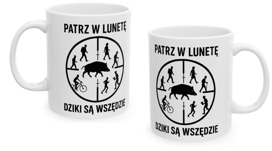 Dziki Są Wszędzie, Polowanie, Myśliwy, Dzik, Las, kubek - obrazek 2