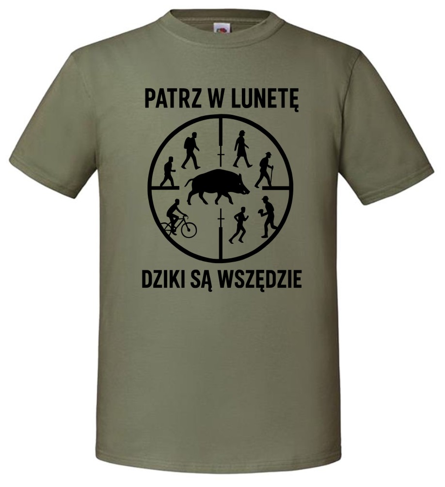 Koszulka Dziki Są Wszędzie, Polowanie, Myśliwy, Dzik, Las, , T-shirt