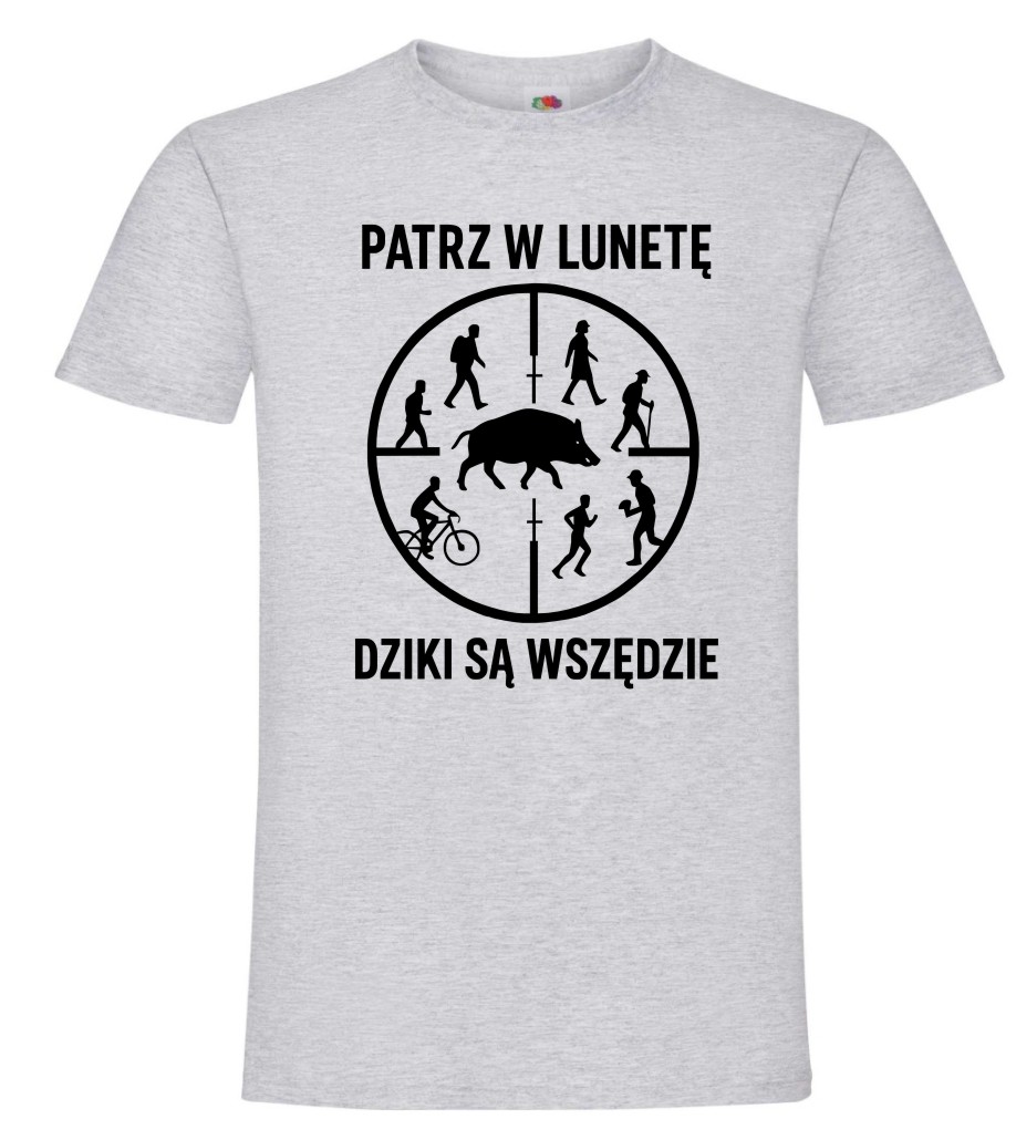 Dziki Są Wszędzie, Polowanie, Myśliwy, Dzik, Las, Koszulka, T-shirt - obrazek 4