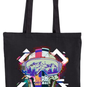 Narty, Snowboard, gogle, Czacha, Czaszka, Glicz, Glitch, torba bawełniana, eko, shopper