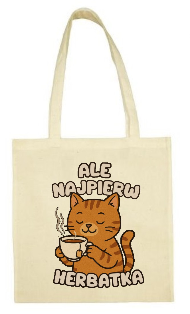 Ale Najpierw Herbatka, Herbata, Kot, torba, shopper, eko - obrazek 2