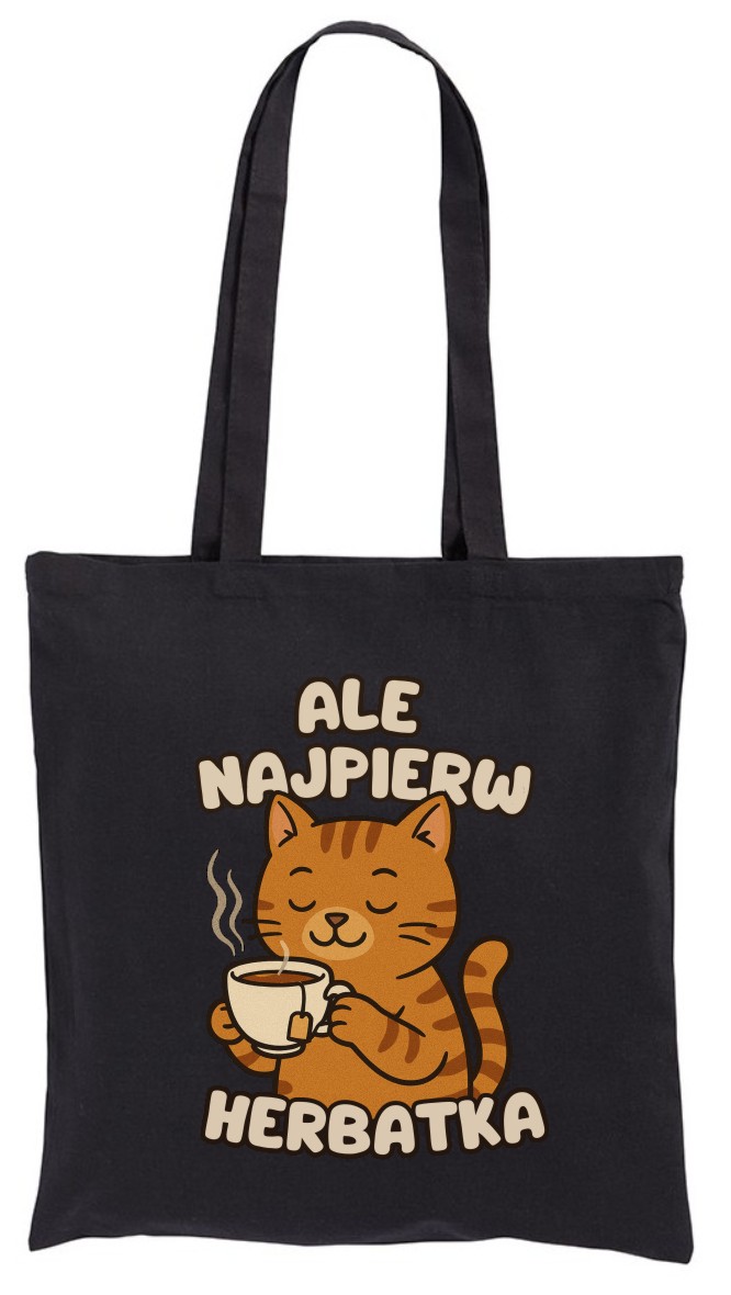 Ale Najpierw Herbatka, Herbata, Kot, torba, shopper, eko