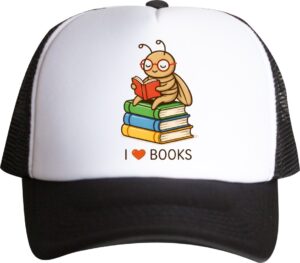 I Love Books, Kocham Czytać Książki, Mól Książkowy, czapka z daszkiem trucker
