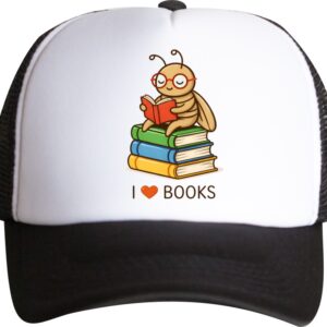 I Love Books, Kocham Czytać Książki, Mól Książkowy, czapka z daszkiem trucker