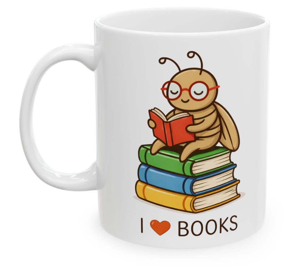 I Love Books, Kocham Czytać Książki, Mól Książkowy, kubek