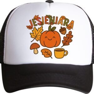 Jesieniara, Jesień, Liście, czapka z daszkiem trucker