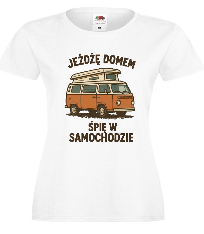 Koszulka Kamper Van, Jeżdżę domem śpię w samochodzie