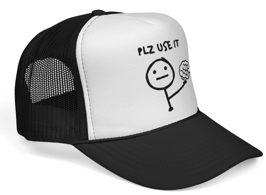 PLZ Use It, Please, Proszę Użyj Mózgu, Mózg, czapka z daszkiem trucker - obrazek 2