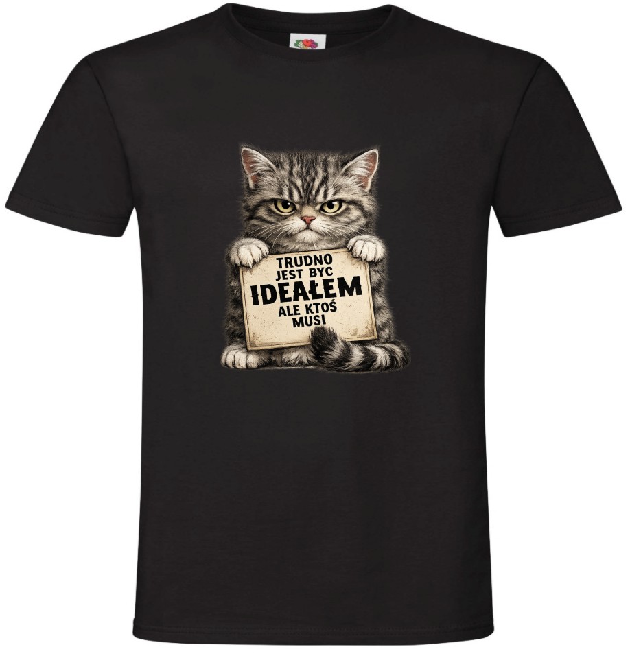 Trudno Jest Być Ideałem Ale Ktoś Musi, Kot, Koszulka, T-shirt - obrazek 2