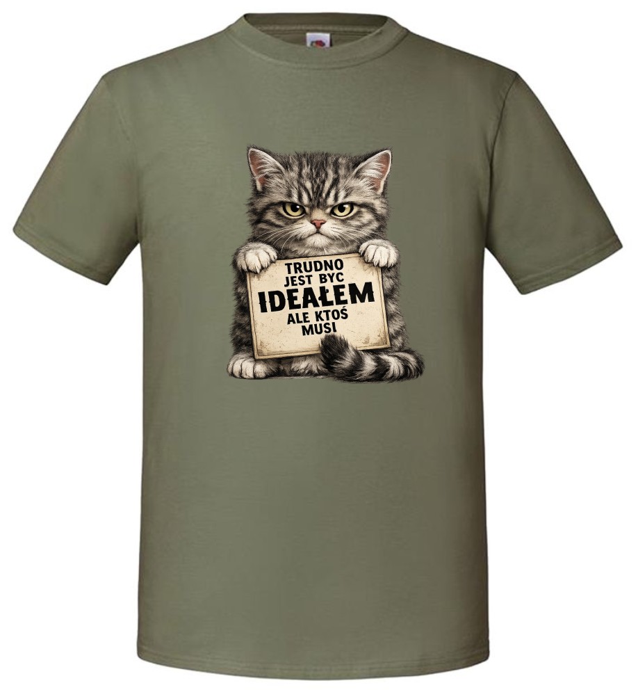 Trudno Jest Być Ideałem Ale Ktoś Musi, Kot, Koszulka, T-shirt