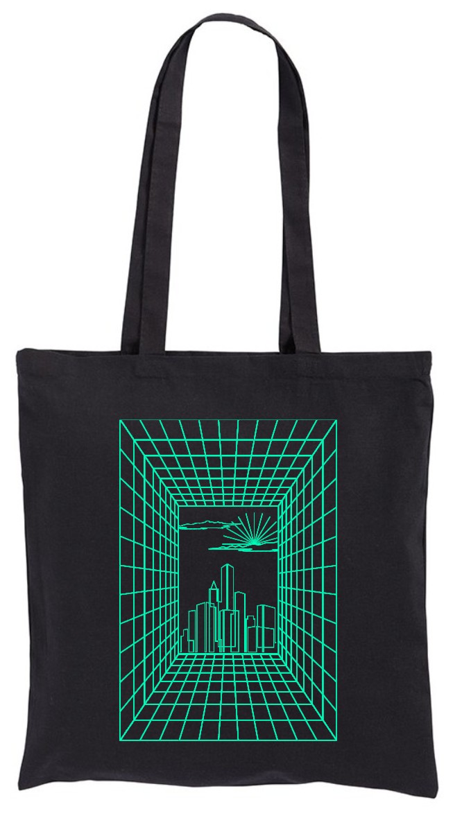 Vector City, Wektorowe miasto, retro komputer, Muzyczna, torba bawełniana, eko, shopper