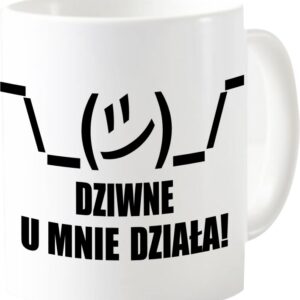 Dziwne u mnie działa, komputer informatyk, kubek
