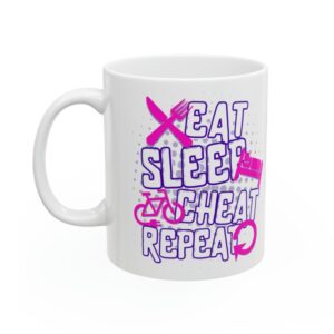 Eat Sleep Cheat Repeat, Rower, E-bike, ebike, oszust, MTB, Kubek