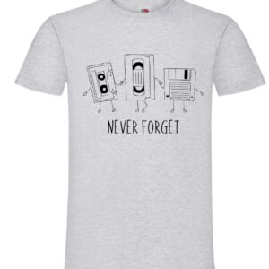 Koszulka Never Forget, dyskieteka vhs