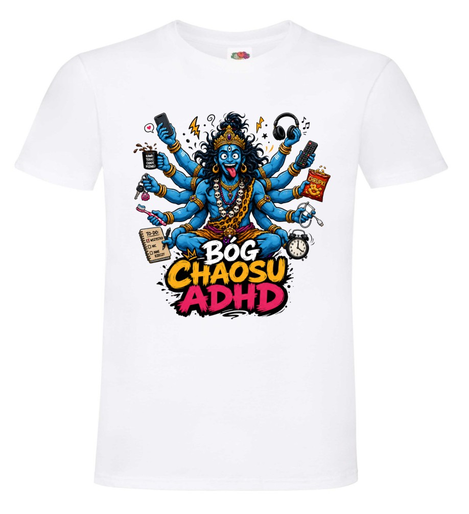 Koszulka ADHD „Bóg Chaosu” – śmieszny T-shirt męski - obrazek 10