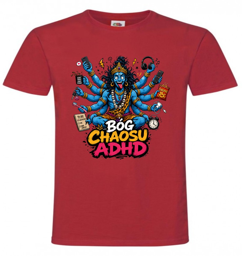 Koszulka ADHD „Bóg Chaosu” – śmieszny T-shirt męski - obrazek 8