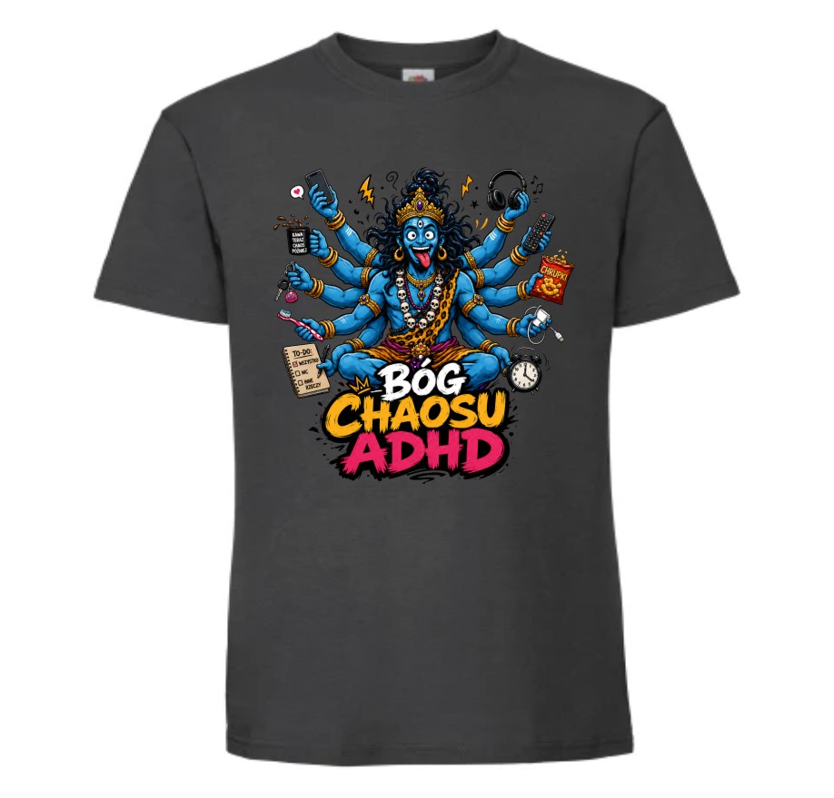 Koszulka ADHD „Bóg Chaosu” – śmieszny T-shirt męski - obrazek 7