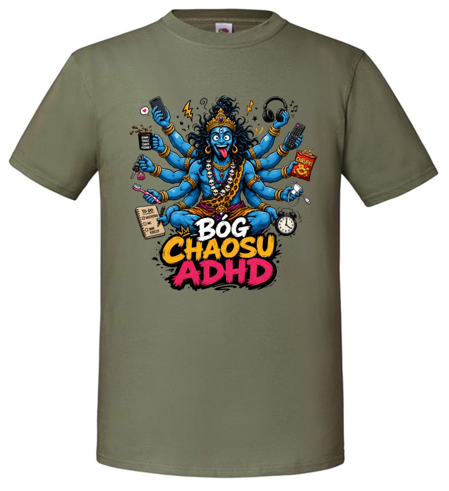 Koszulka ADHD „Bóg Chaosu” – śmieszny T-shirt męski - obrazek 6