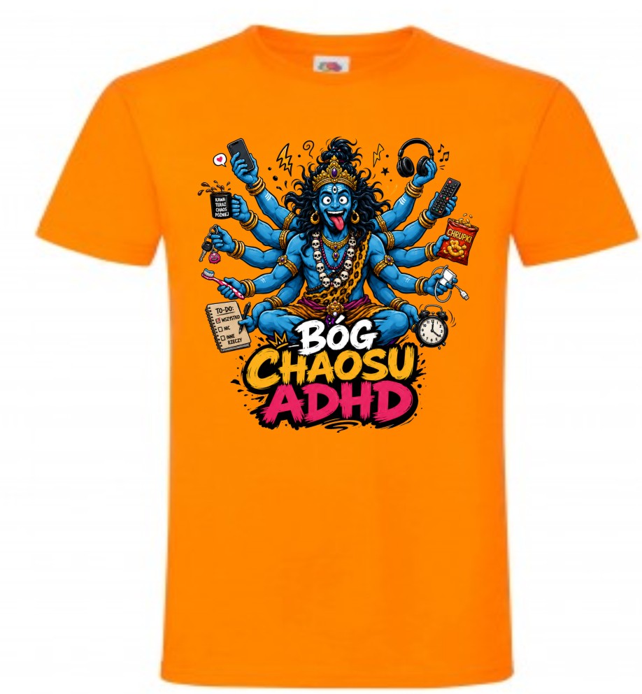 Koszulka ADHD „Bóg Chaosu” – śmieszny T-shirt męski - obrazek 4
