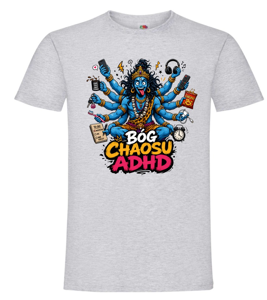 Koszulka ADHD „Bóg Chaosu” – śmieszny T-shirt męski - obrazek 3