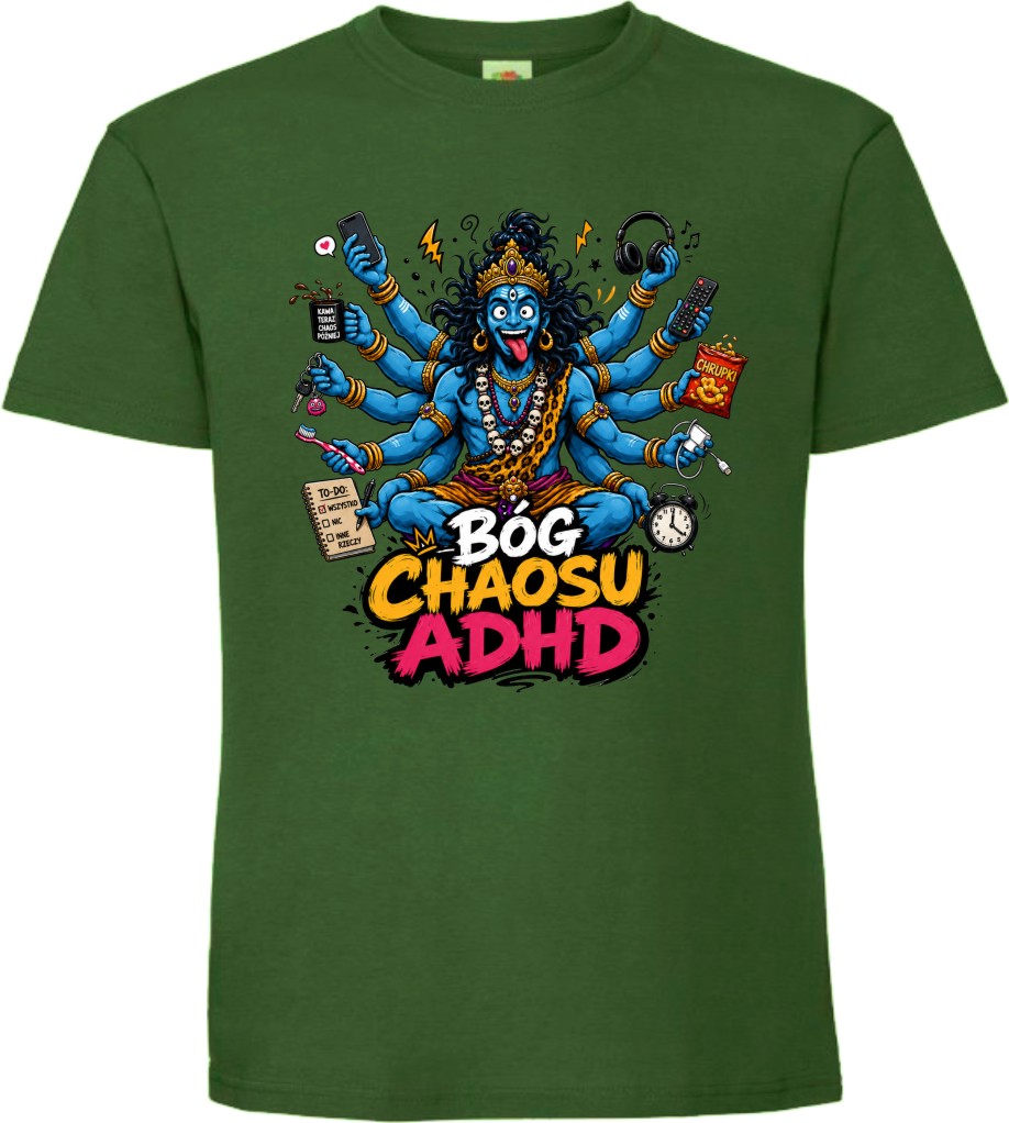 Koszulka ADHD „Bóg Chaosu” – śmieszny T-shirt męski - obrazek 2