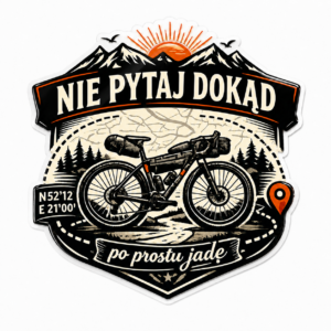 Nie pytaj dokąd – po prostu jadę – naklejka UV DTF Gravel 90 × 80 mm
