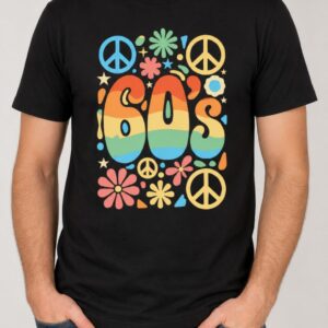 Flower Power 60’s – męska koszulka retro hippie