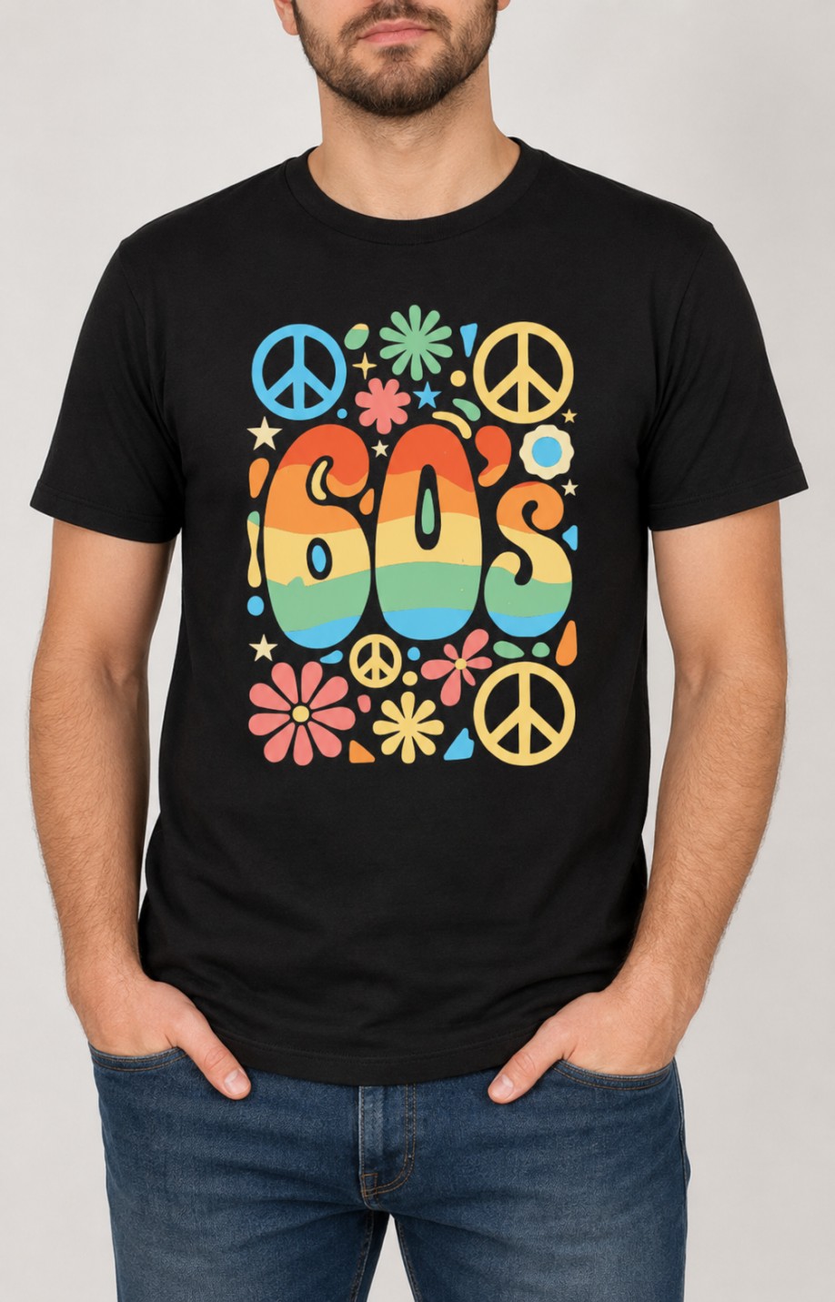 Flower Power 60’s – męska koszulka retro hippie