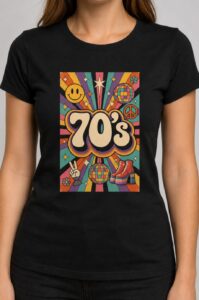 Lata 70's – koszulka damska retro z nadrukiem