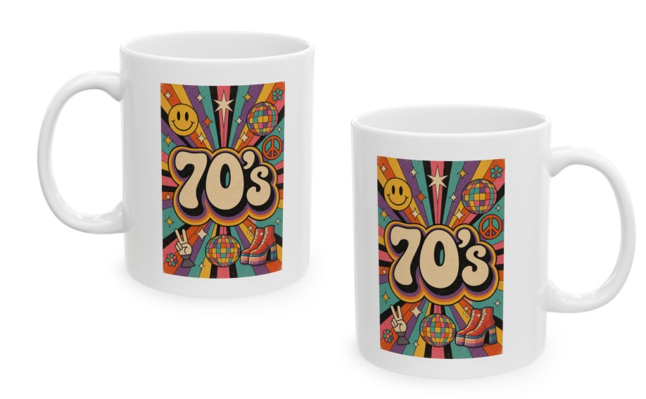 Lata 70's – kubek ceramiczny 330 ml z nadrukiem retro - obrazek 2
