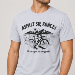koszulka Asfalt się kończy – rowerowa męska Gravel i Bikepacking