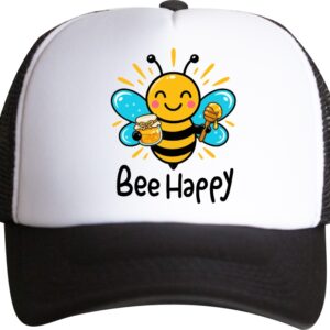 Bee Happy – czapka trucker dla pszczelarza z pszczołą