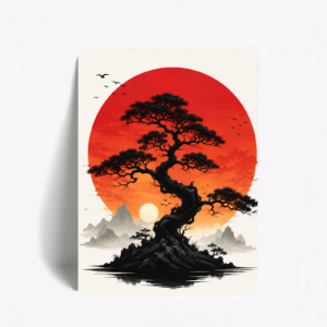 Magnes gipsowy na lodówkę Japonia Bonsai 50x70 mm z efektem UV 3D