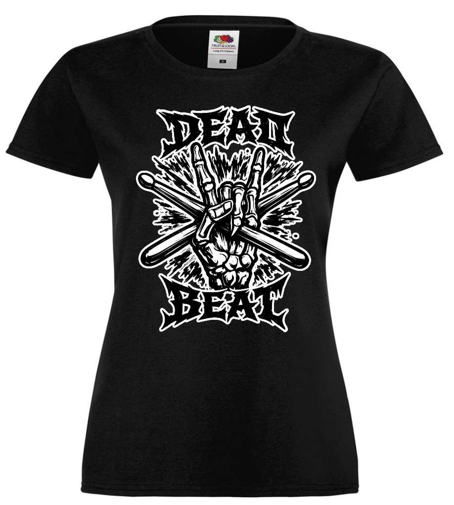 Dead Beat – koszulka damska dla perkusistki ze szkieletem - obrazek 2