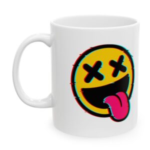 Kubek Emotka Glitch – kubek z szaloną buźką 330 ml