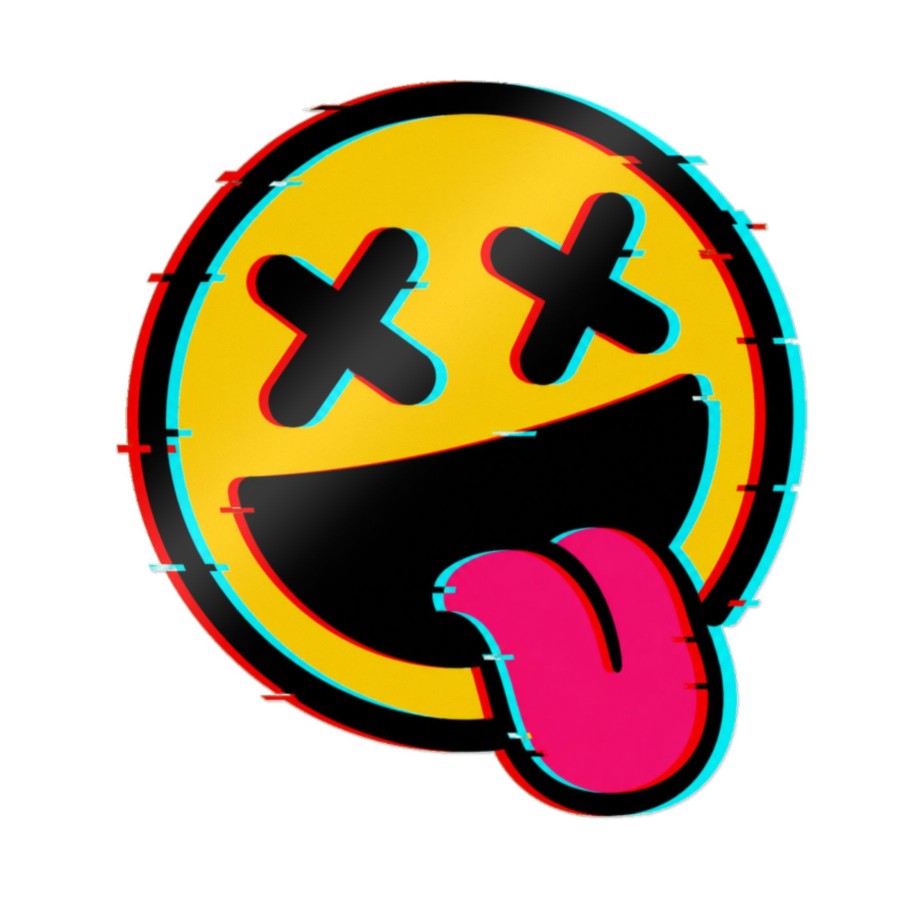 naklejka Emotka Glitch – wypukła naklejka UV DTF 80 × 80 mm