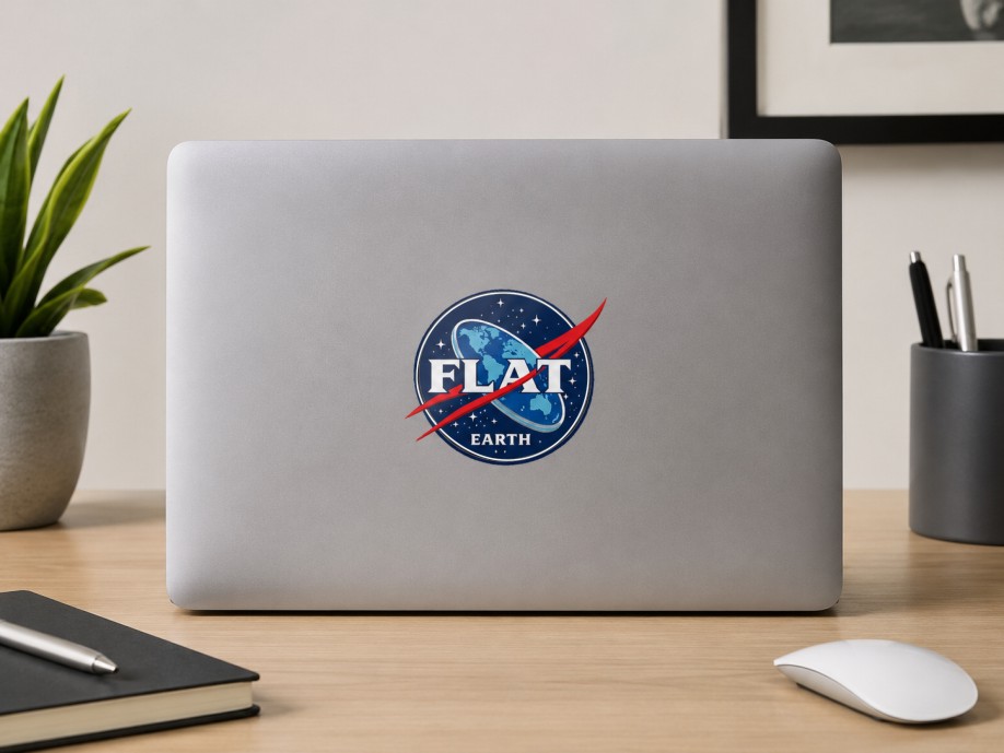 Flat Earth - wypukła naklejka UV DTF 90 × 80 mm - obrazek 4