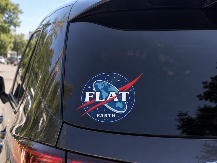 Flat Earth - wypukła naklejka UV DTF 90 × 80 mm - obrazek 3
