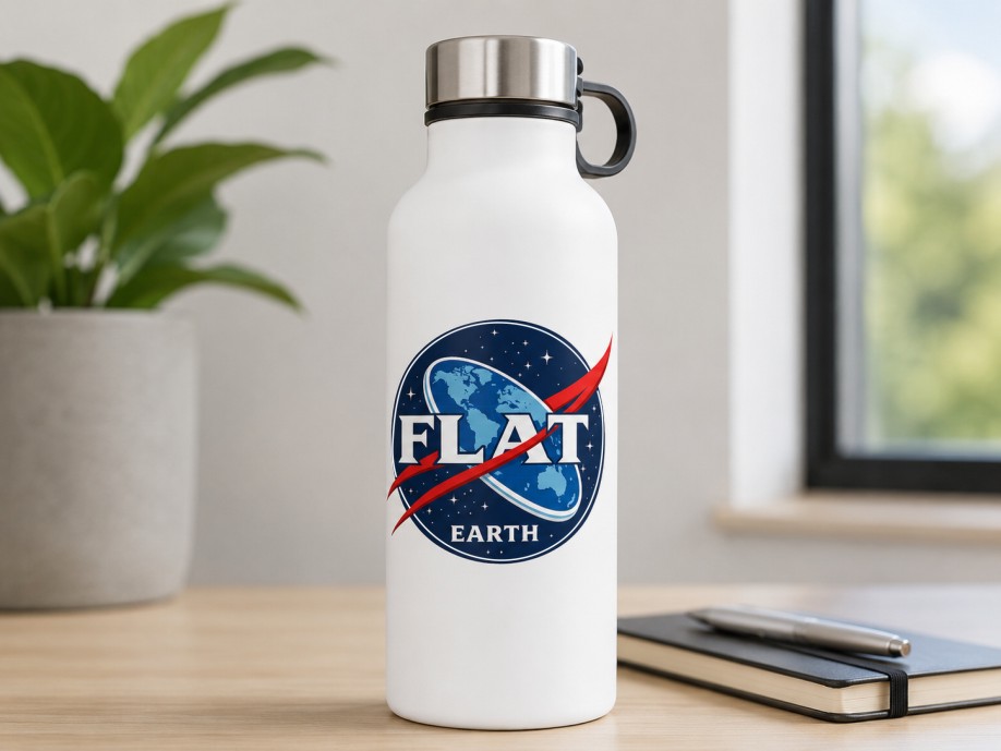Flat Earth - wypukła naklejka UV DTF 90 × 80 mm - obrazek 2